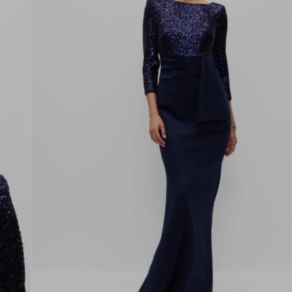 Beautiful, navy sequin evening dress! perfect for next formal event or wedding! - Picture 4 of 9
